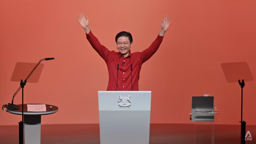 Singapore Prime Minister Lawrence Wong delivering the 2025 National Day Rally.